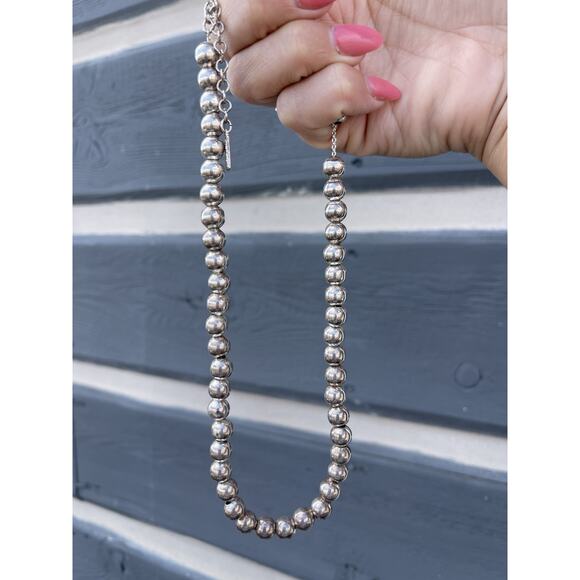 VTG Sterling Plated Oxidized Pearls Beaded Necklace 16”-18” Southwestern Napier - Picture 2 of 9